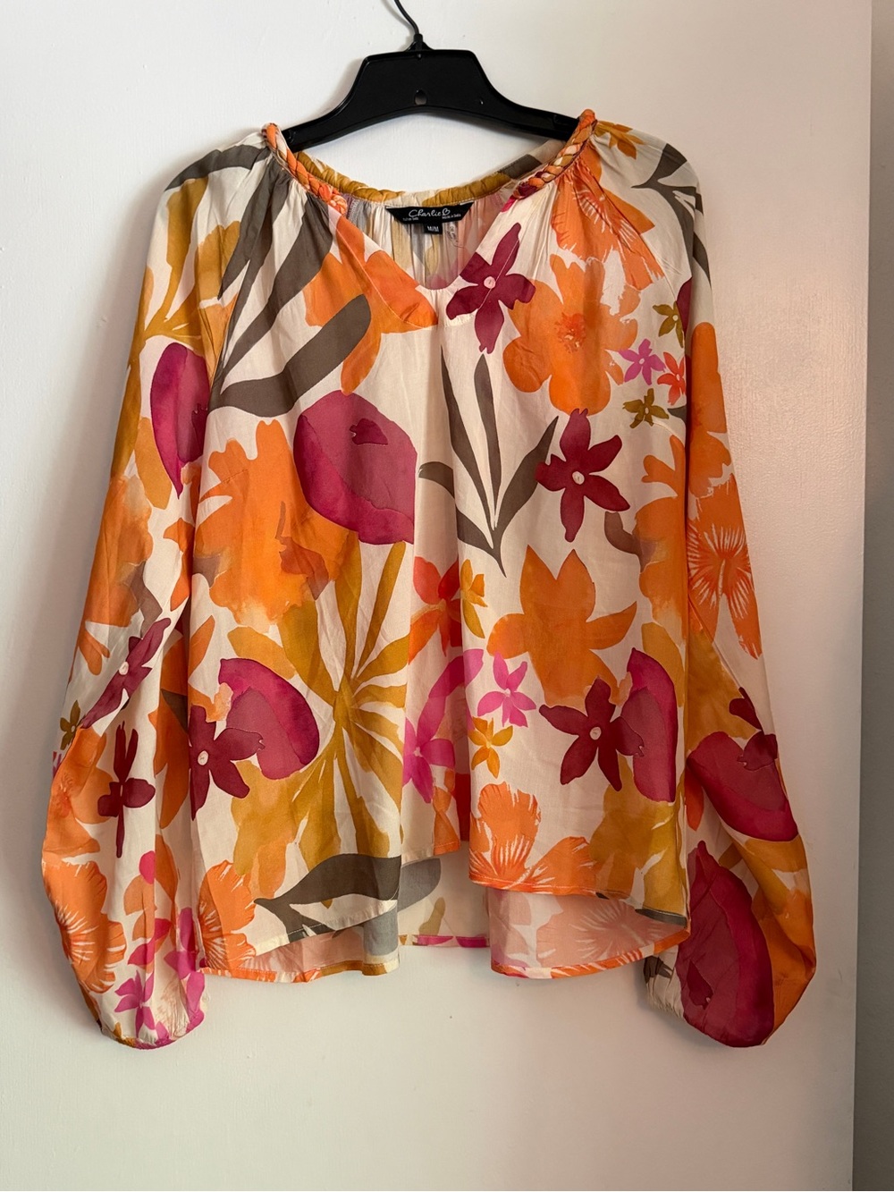 Charlie B Floral Blouse - Orange, Pink & Cream